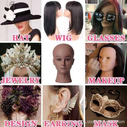 Dark Skin Female Realistic Mannequin Head for Wig Jewelry And Hat Display